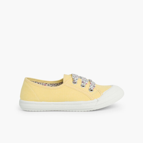 Tennis en Toile avec Lacets Jaune