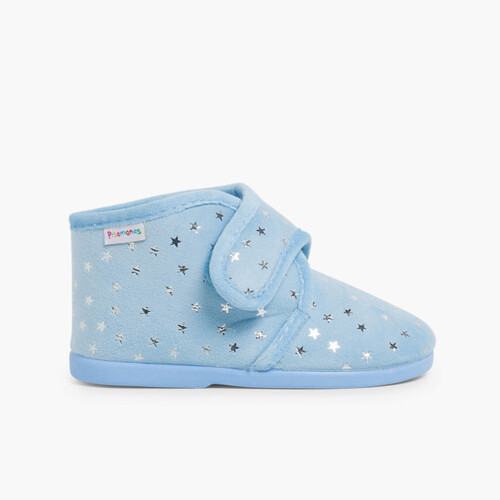 Pantoufles confortables pour enfant avec étoiles brillantes Bleu Ciel