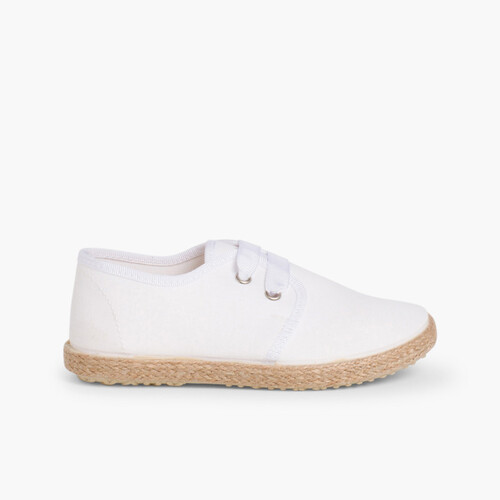 Chaussures Derbies Façon Espadrille Avec Effet Satiné  Blanc