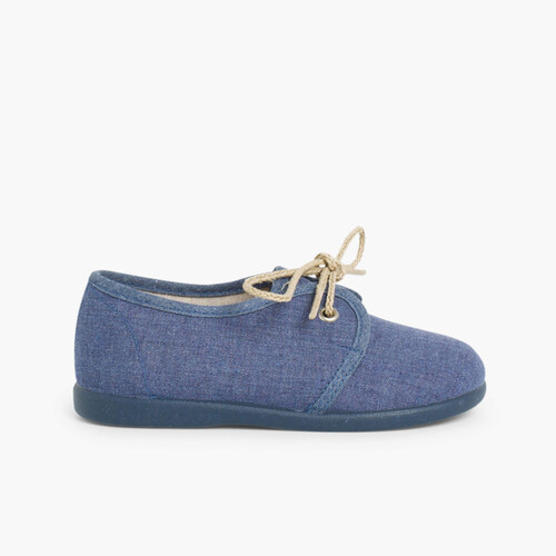 Chaussures derbies garçon en toile Bleu