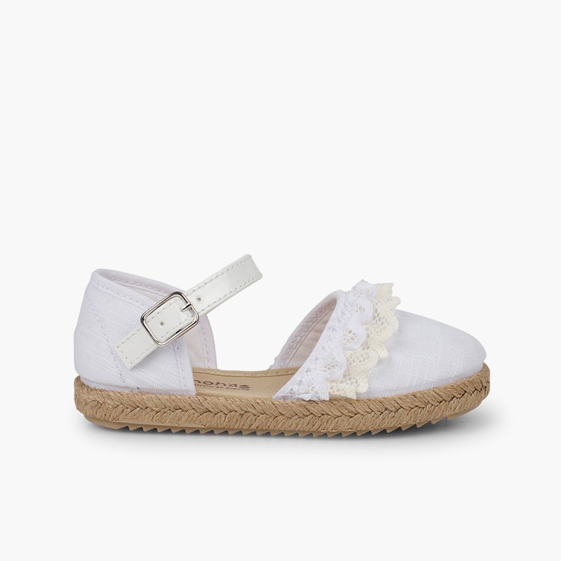 Espadrilles avec dentelle rapportée  Blanc