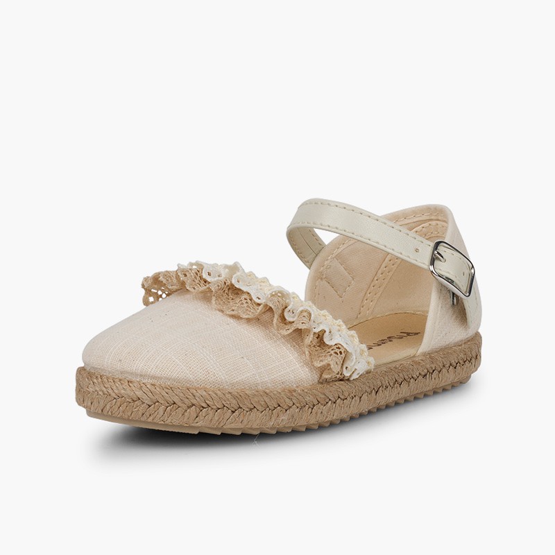 Espadrilles avec dentelle rapportée  Écru