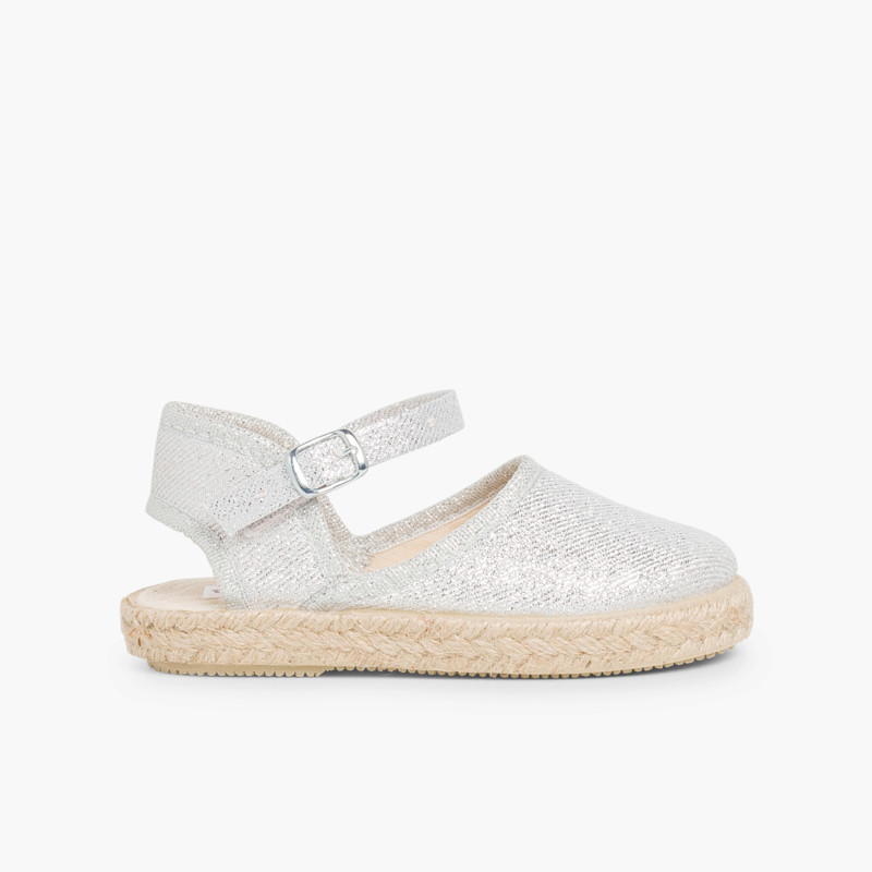 Espadrilles Brillantes à Boucle  Argent
