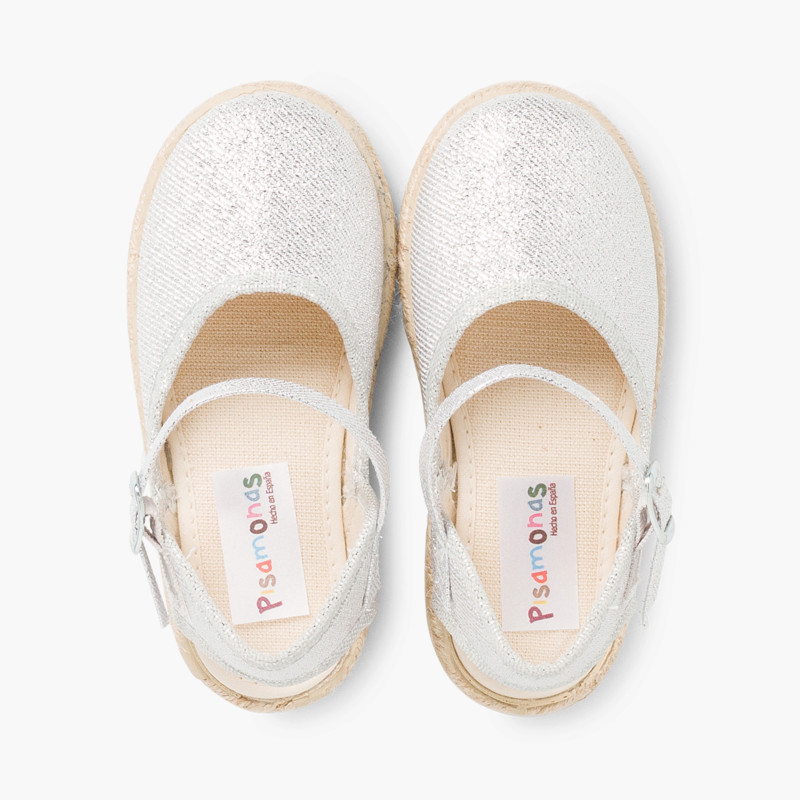 Espadrilles Brillantes à Boucle  Argent