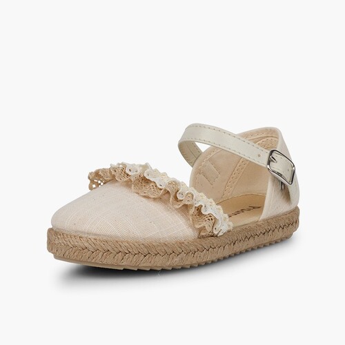 Espadrilles avec dentelle rapportée  Écru
