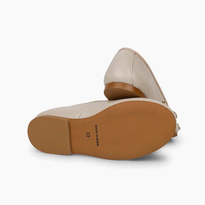 Pisamonas Ballerines De Cérémonie En Cuir Pour Fille - Classiques Avec Nœud, Jusqu'à Taille 41