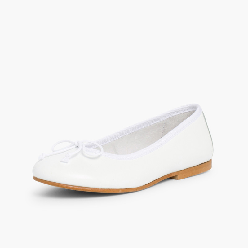 Ballerines de Cérémonie en cuir pour Fille  Blanc
