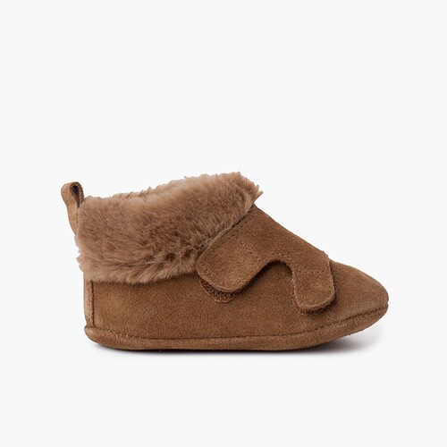 Bottines en cuir fourrure velours Taupe