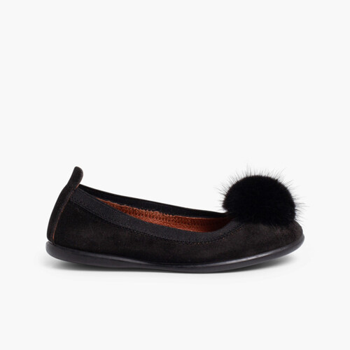 Ballerine avec pompon pour fille et femme Noir