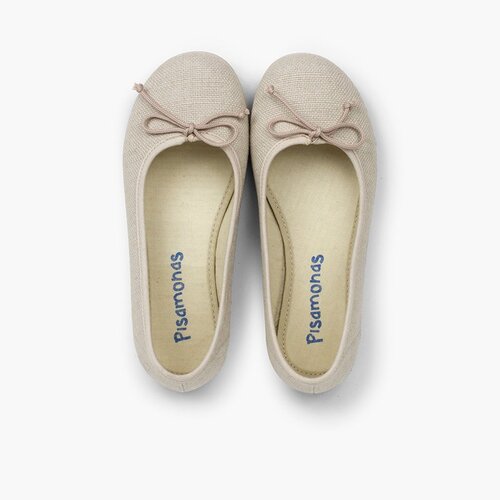 Ballerines de cérémonie en lin pour fille  Écru