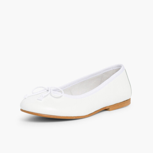 Ballerines de Cérémonie en cuir pour Fille  Blanc
