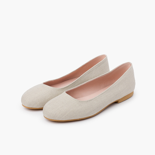 Ballerines de Fête en Lin Fille et Femme Beige
