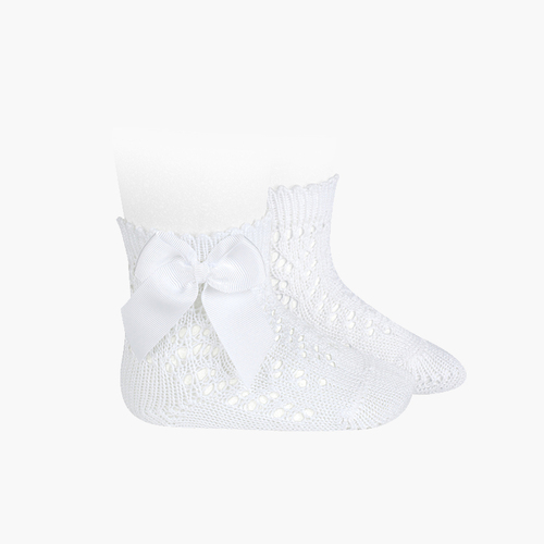 Chaussettes courtes Perle avec noeud Blanc