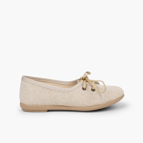 Chaussures derbies fille en lin façon escarpins   Beige