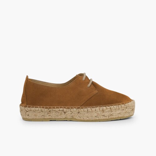 Chaussures blucher fille et femme plateforme jute Chameau