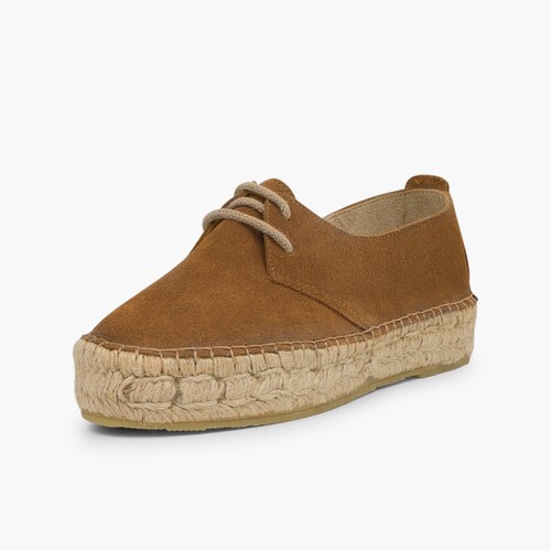 Chaussures blucher fille et femme plateforme jute Chameau