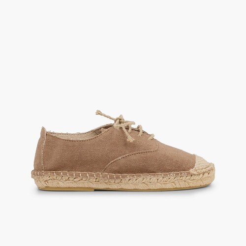 Derbies pointe et lacets en jute Brun