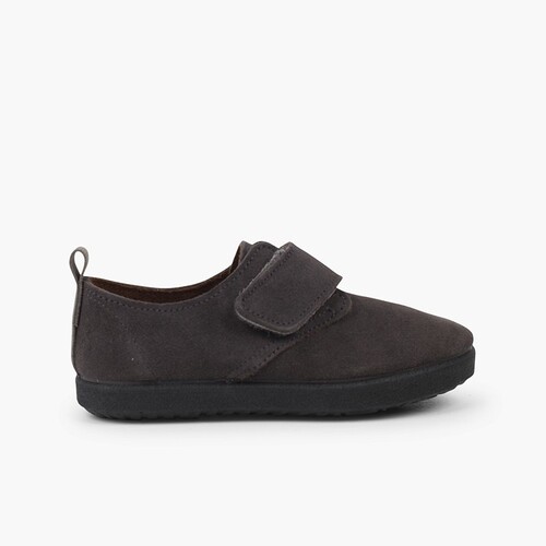 Derbies casual en suède et à scratch Gris