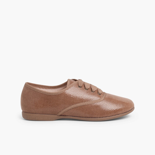 Derbies fille et femme type serpent Taupe