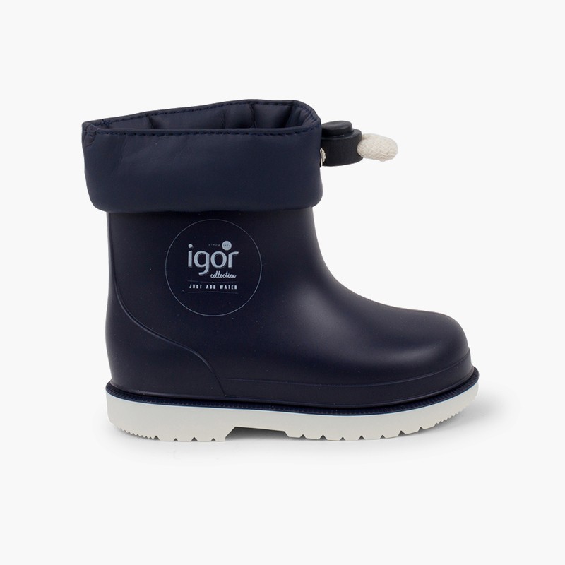 Bottes de pluie tige basse ajustables pour enfants Bleu Marine