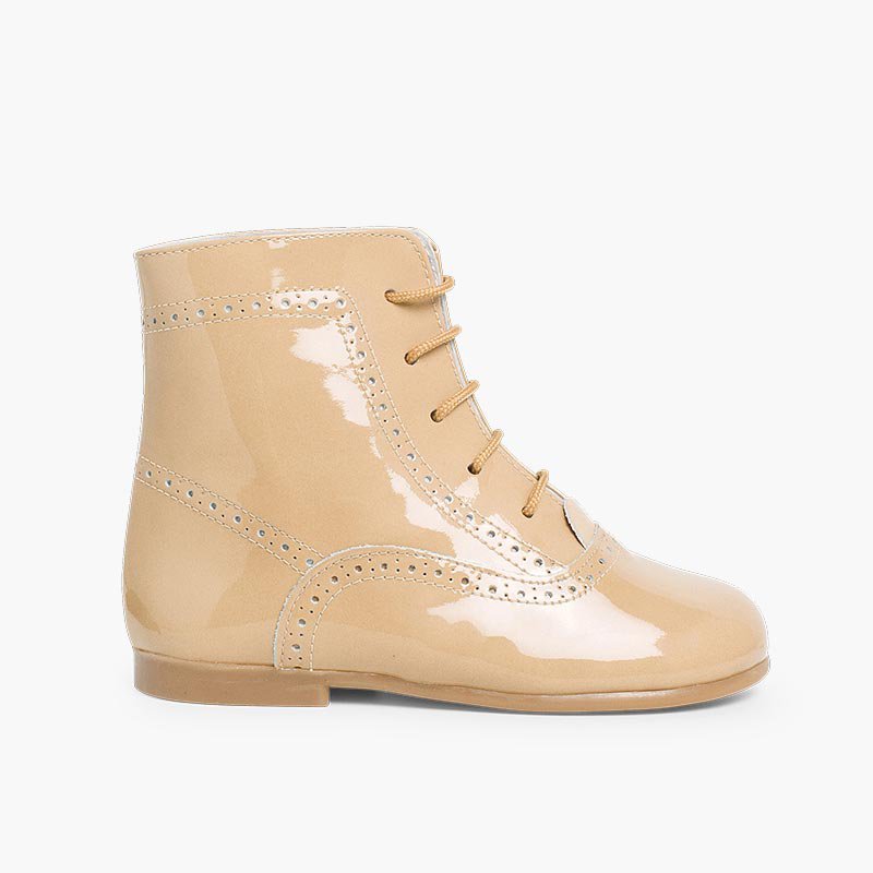 Bottes Filles Cuir Verni Chameau