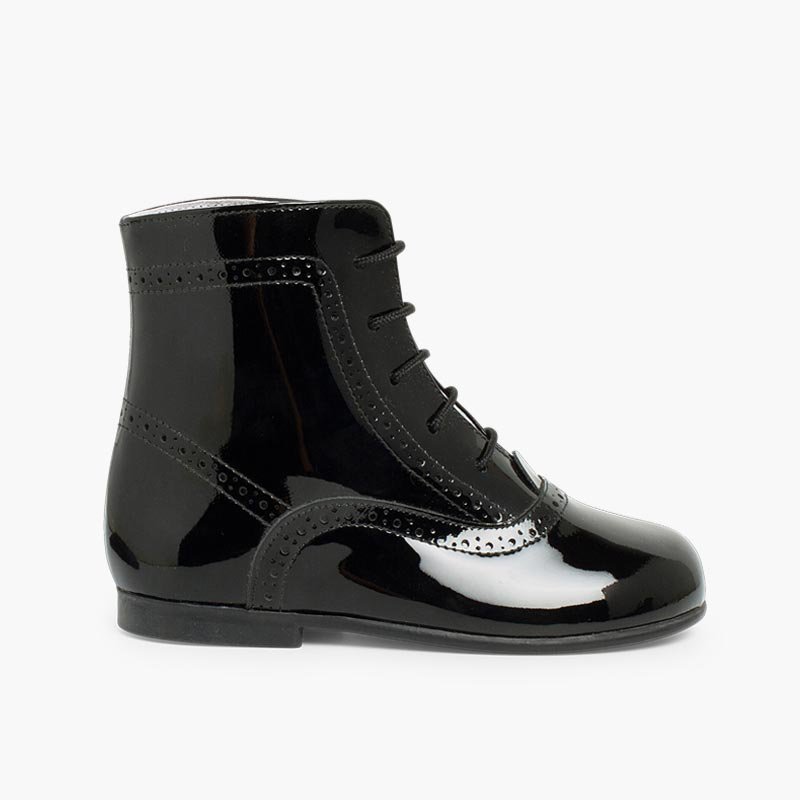 Bottes Filles Cuir Verni Noir