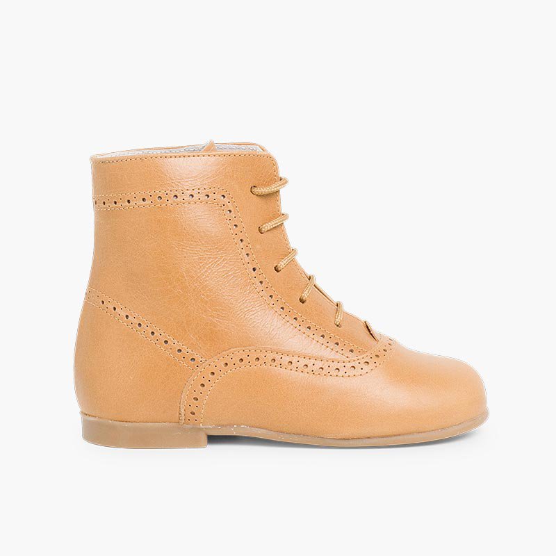 Bottes en cuir pour filles Chameau