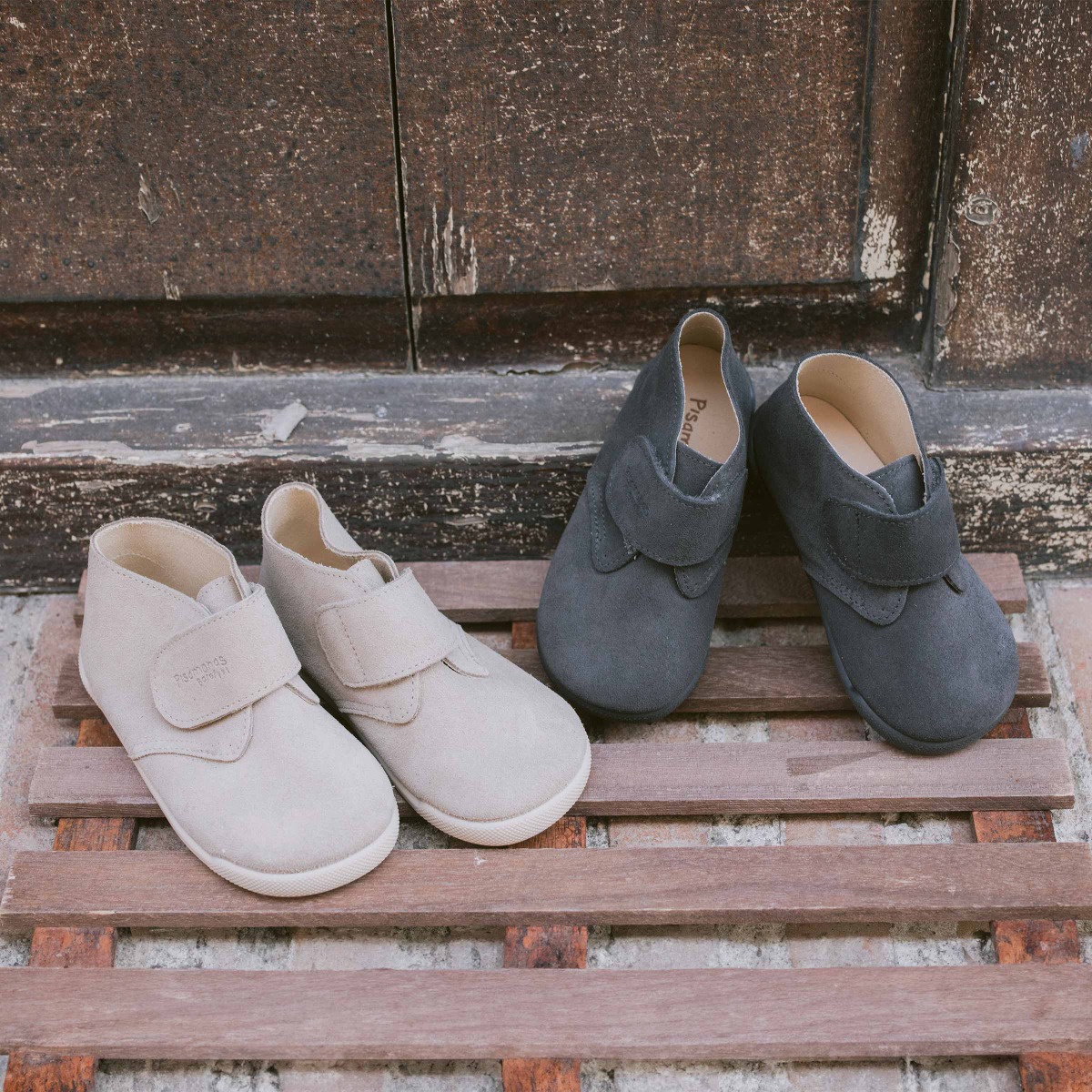 Bottines barefoot suède fermeture scratch Sable