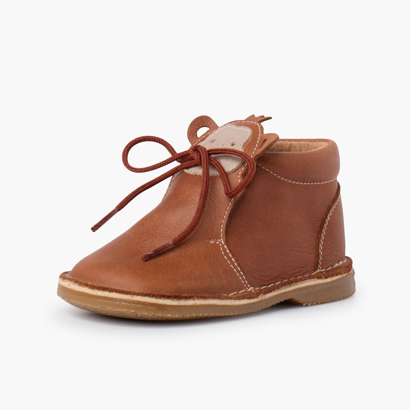 Bottines en cuir à lacets Monkey Face Couleur Cuir