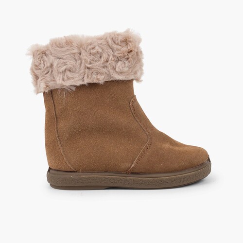 Botte à col en fourrure Taupe