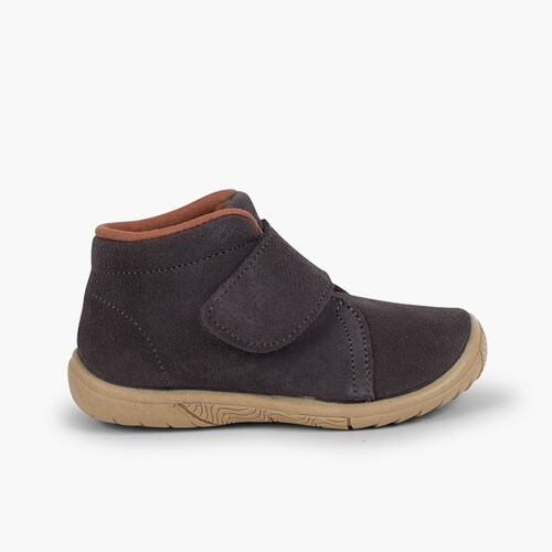 Bottes suède à scratch avec bout renforcé Gris