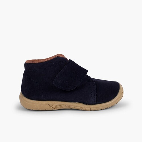 Bottes suède à scratch avec bout renforcé Bleu Marine