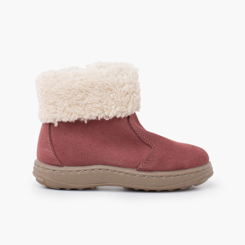 Botte de sport avec fermeture éclair et semelle en peau de mouton Rose