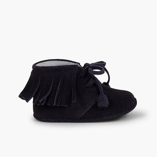 Bottillons pour bébé avec Franges et Lacets Bleu Marine