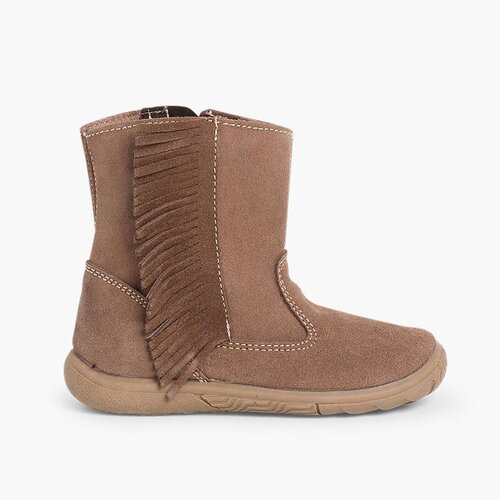 Bottes Fille en suède avec Franges Taupe
