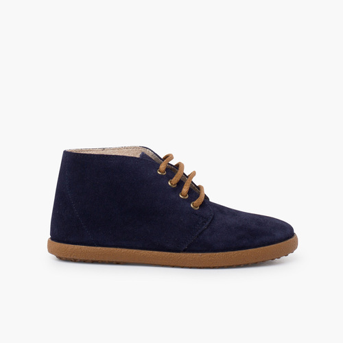 Botte fendue style safari contrasté Bleu Marine