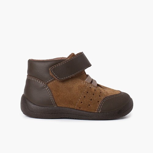 Bottes en cuir embout et talon renforcés et scratch Marron