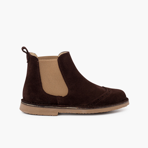 Bottines chelsea hachées extensibles sur les côtés Marron