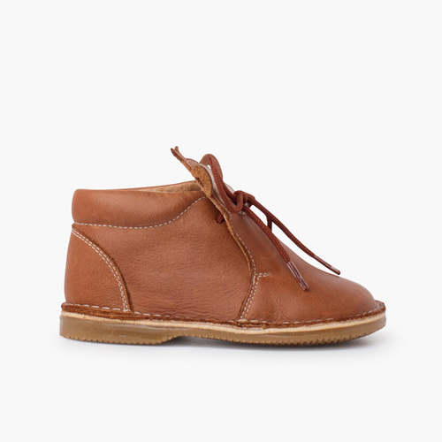 Bottines en cuir à lacets Monkey Face Couleur Cuir