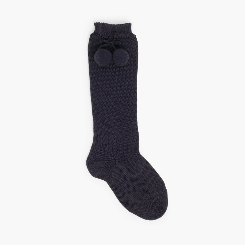 Chaussettes longues Condor avec pompon Bleu Marine