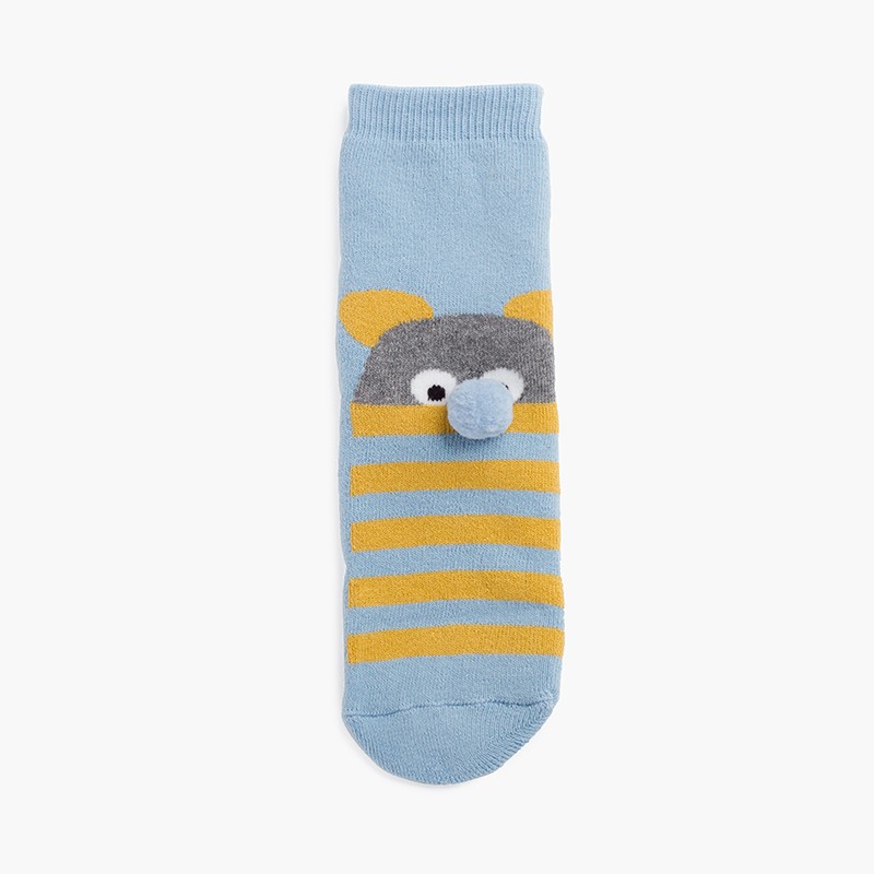 Chaussettes antidérapantes en éponge à pompons Bear Bleu