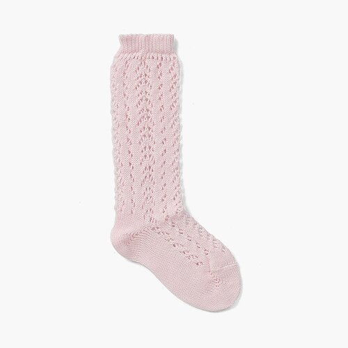 Chaussettes Montantes Perlé Ajourées Rose