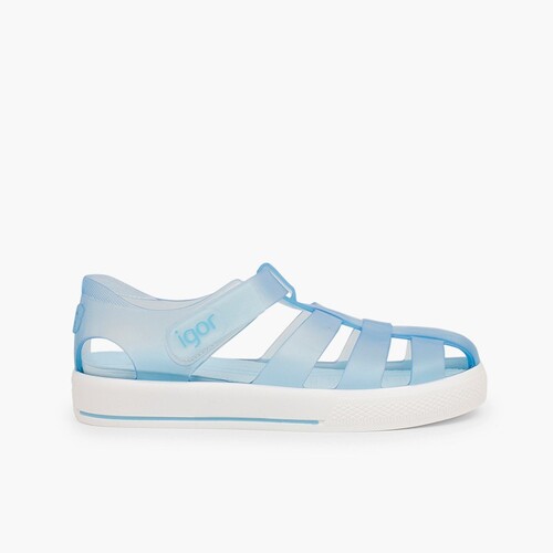 Sandales de plage avec du à scratch de type tennis Bleu Ciel