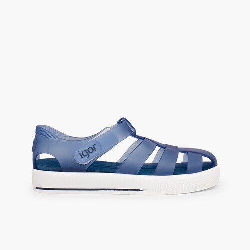 Sandales de plage avec du à scratch de type tennis Bleu Marine
