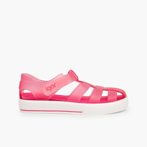 Sandales de plage avec du à scratch de type tennis Fucsia