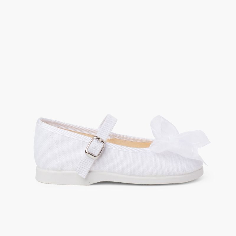 Babies en lin avec boucle et nœud en organza