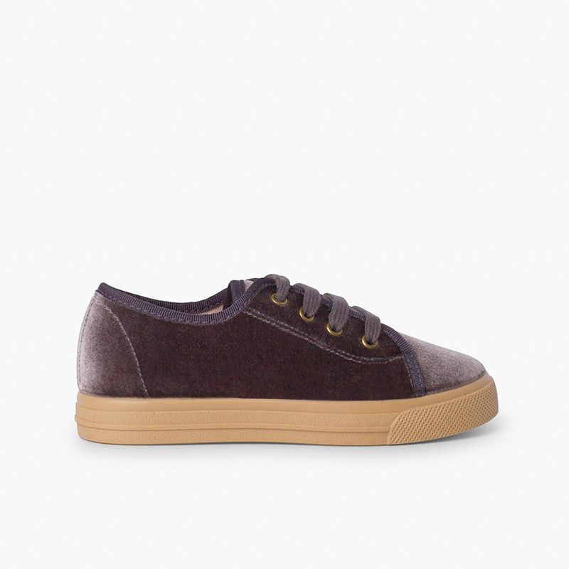 Chaussures à lacets en velours à semelle large pour enfants