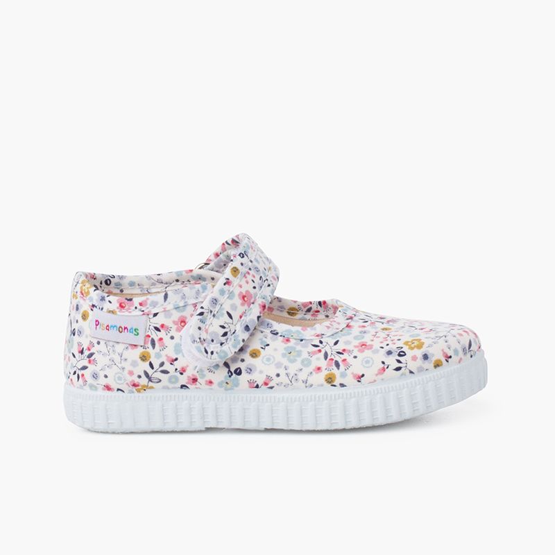 Chaussures babies à imprimé floral fermeture scratch