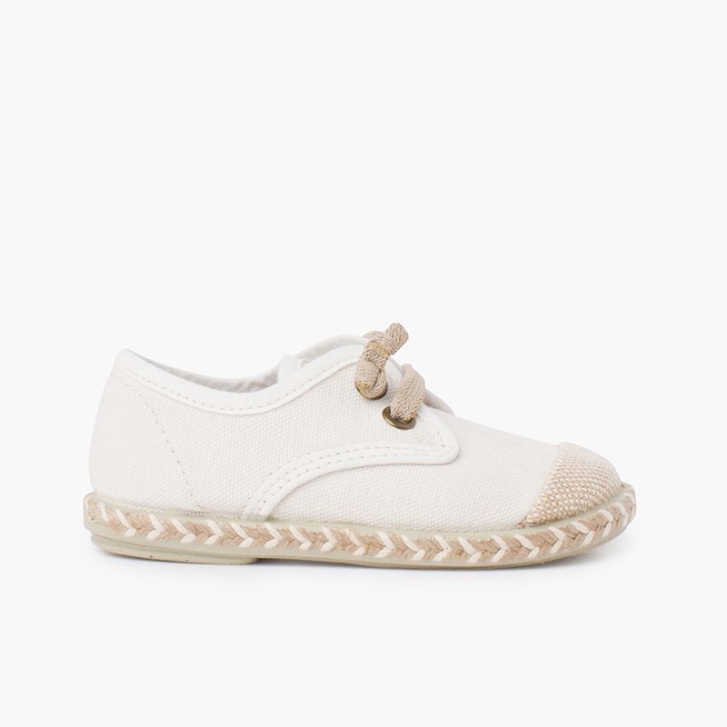 Derbies pour enfants avec embout de jute et lacets élastiques
