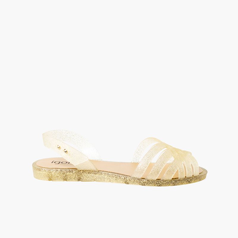 Sandales en caoutchouc à paillettes pour femmes